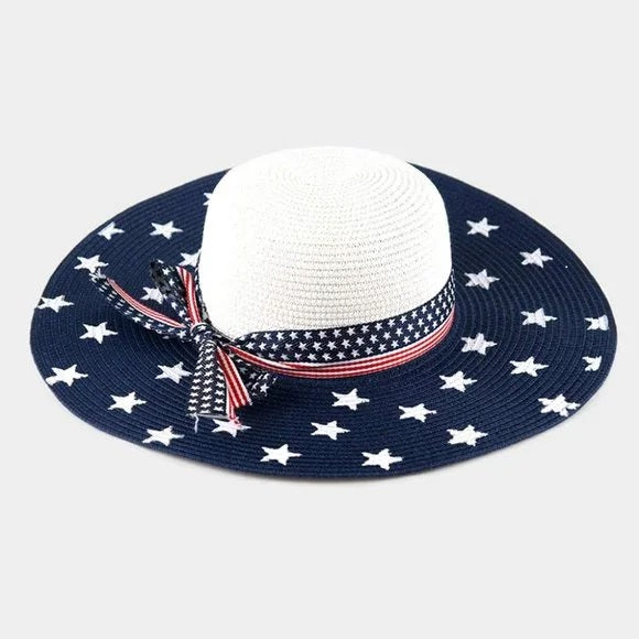 American Flag Floppy Summer Sun Hat American Flag Floppy Straw Beach Hat