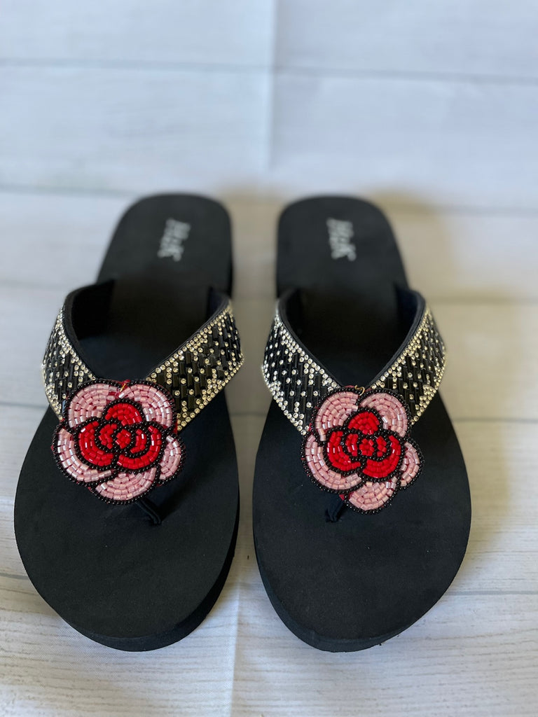 Women Flip Flop / Bling Rhinestone Sandals /Flower Slippers