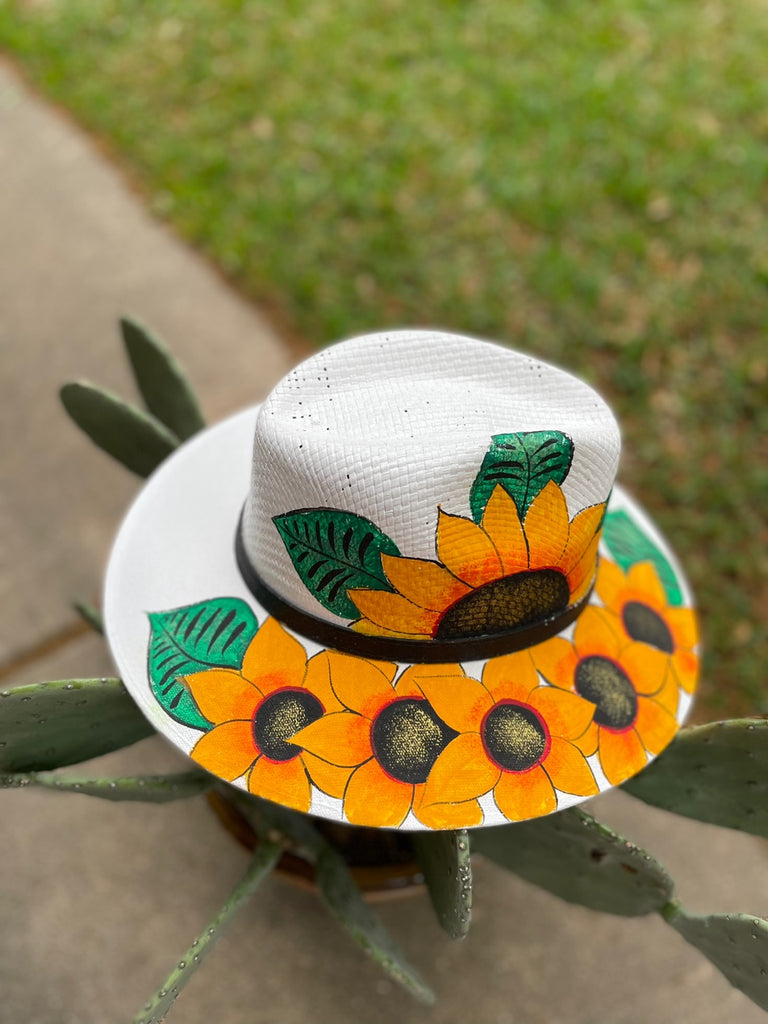 Hand painted fedora hat, sun hat, Mother's day gift/Rose hand pained