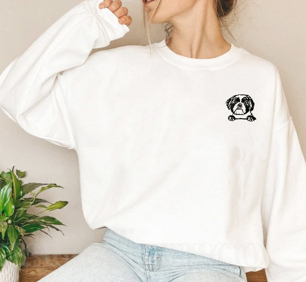 Custom Embroidered shih tzu Sweatshirt | Personalized Dog sweater Embroidery / Add Your Dog Name / Dog Mom Tee