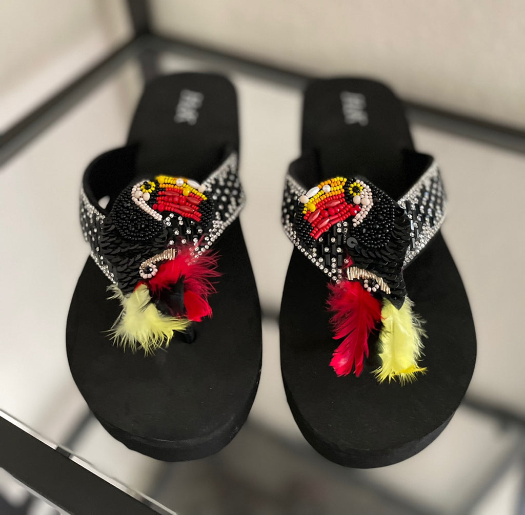 Handmade Flamingo Women Flip Flop / Bling Rhinestone Sandals