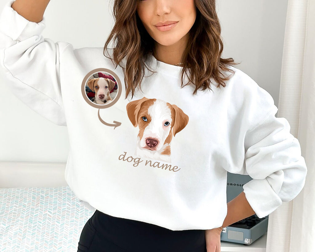 Custom Dog Photo Portrait Sweatshirts, Personalized Dog Photo Portrait Sweatshirt, Custom Dog Mom Shirt, Dog Lovers Sweatshirt,Dog mom gift