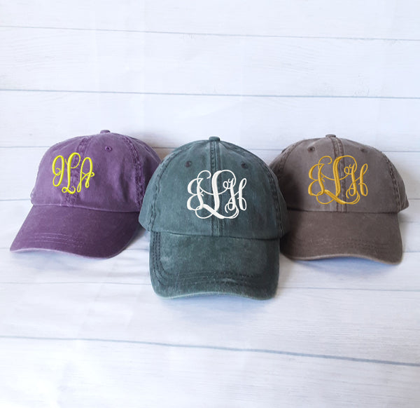 Monogrammed Baseball Hat - Washed Out Pigment Hat - Bridesmaid Gift Idea - Bachelorette Party - Monogrammed Cap - Monogrammed Gifts