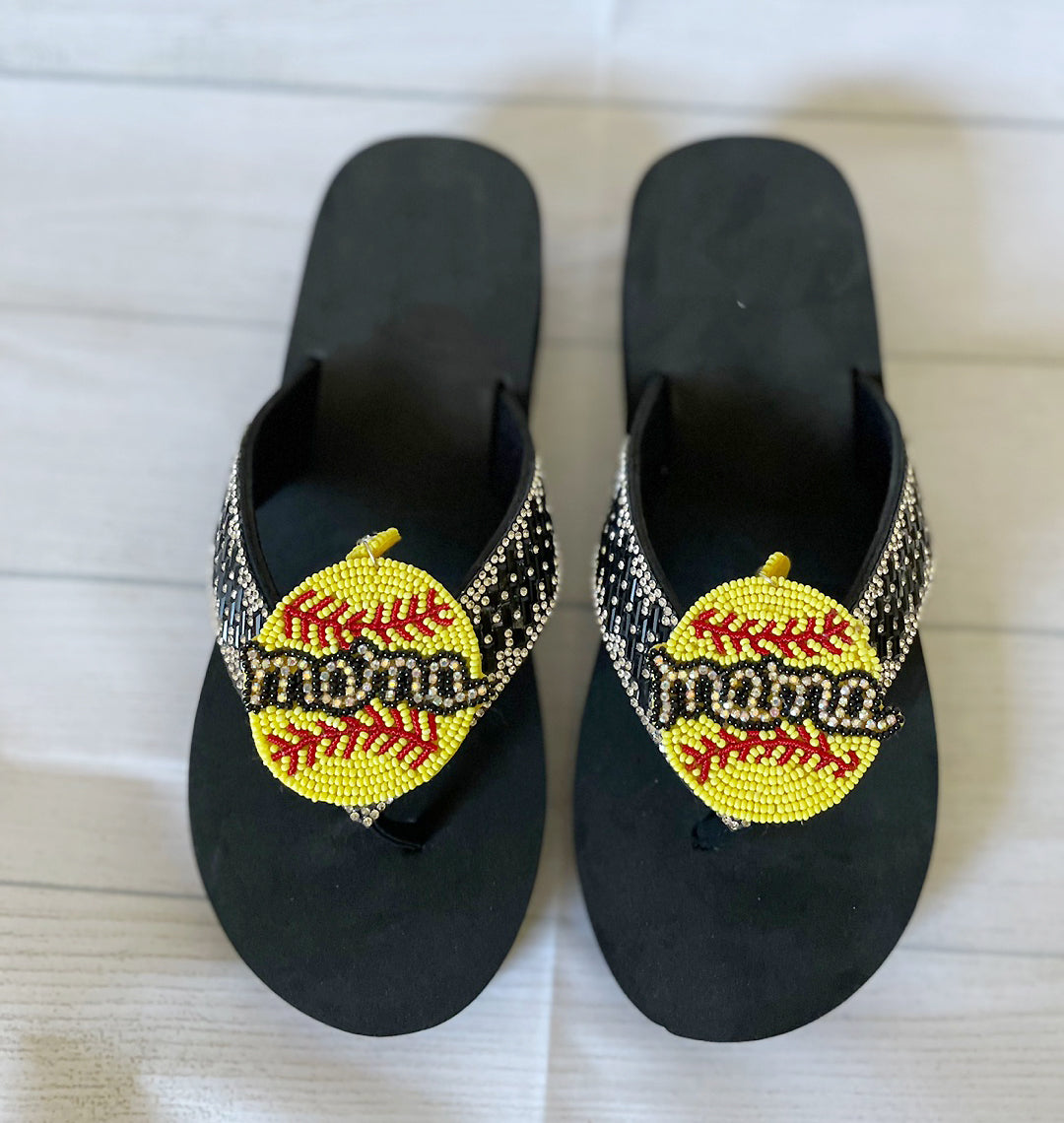 personalized softball flip flops